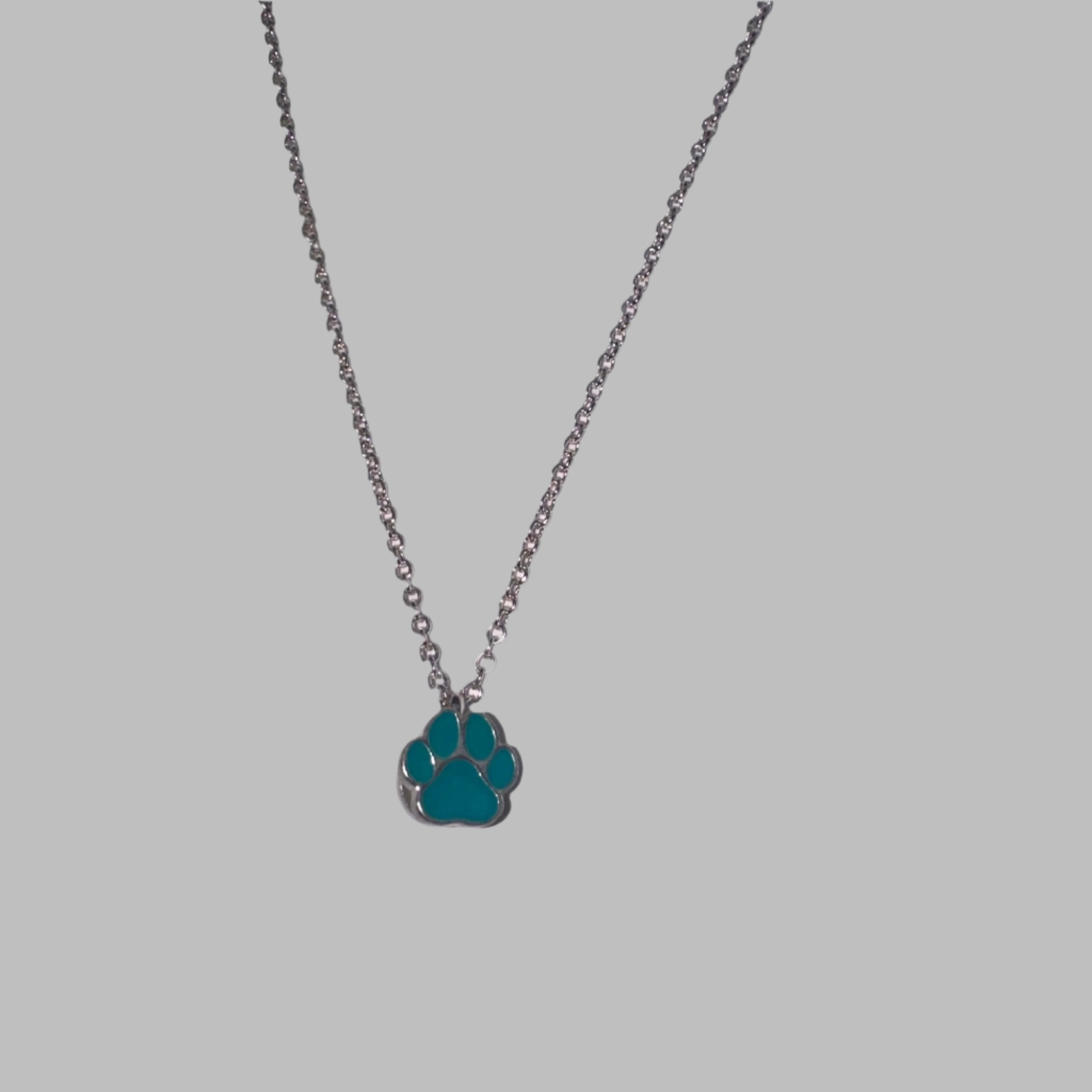 Teal Dog Paw Necklace