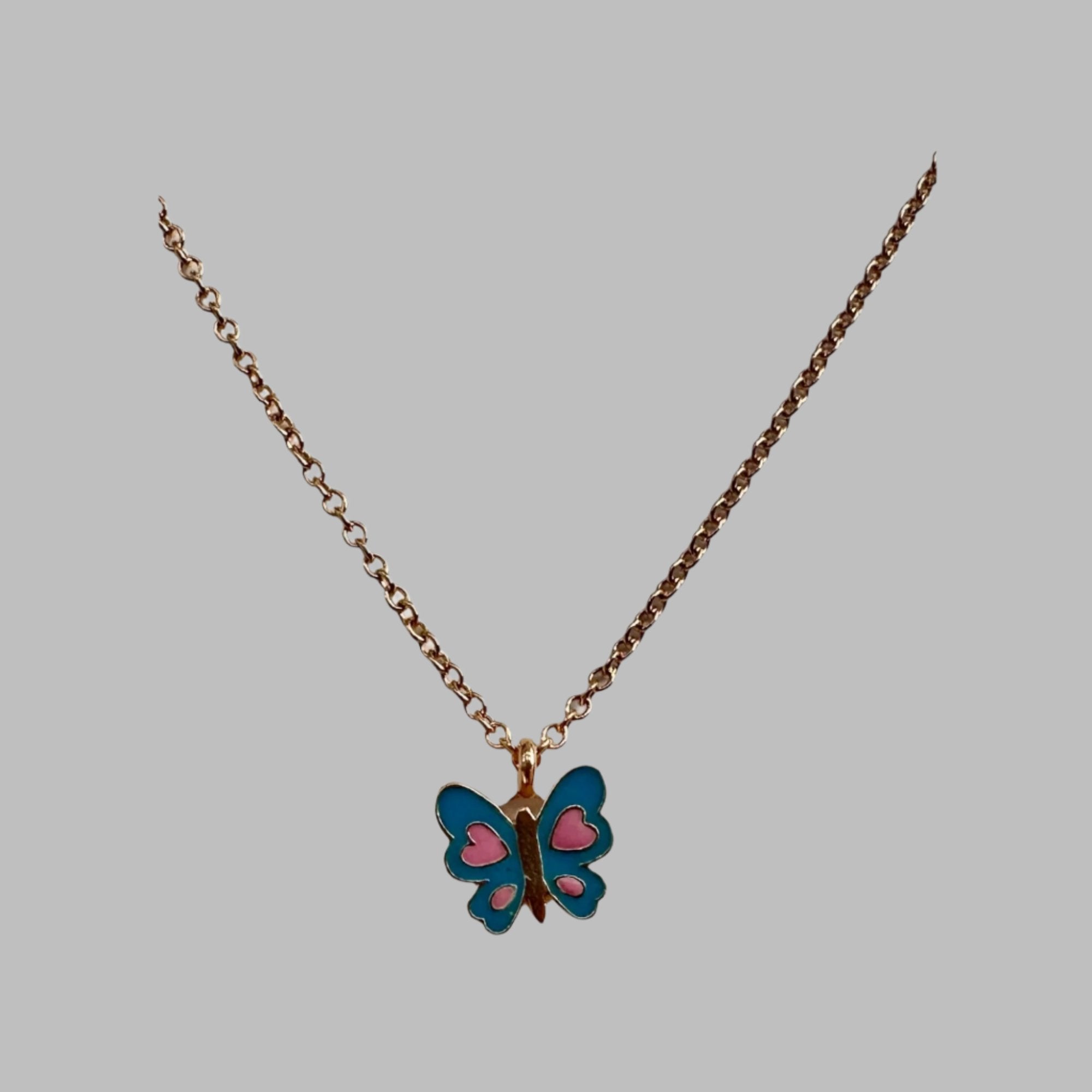 Blue & Pink Butterfly necklace